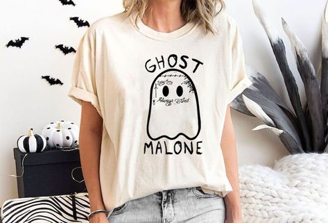 Ghost Malone Halloween Shirt, Halloween Party T Shirt Mom Halloween Shirt, Themed White T-shirt For Halloween, Ghost Malone Shirt, Halloween Shirt Designs, Halloween Themed White T-shirt, Unisex Halloween T-shirt With Screen Print, Shirt Designs Svg, Ghost Malone, White T-shirt With Custom Halloween Print