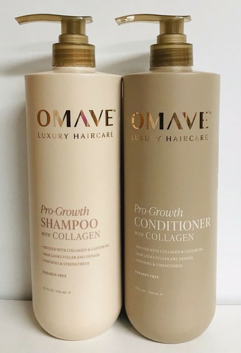 Omave Luxury Haircare ~ Pro-Growth Shampoo & Conditioner with Collagen 32 fl oz. Professional Shampoo And Conditioner, Luxury Shampoo And Conditioner, High End Hair Products, Korean Shampoo And Conditioner, Best Shampoo And Conditioner For Growth, Best Hair Shampoo And Conditioner, Aesthetic Shampoo, Shampoo Aesthetic, Best Shampoo For Hair Growth