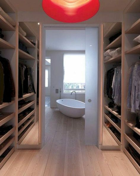 Closet To Bathroom, Walk Through Closet, Beautiful Master Bathrooms, Walking Closet, Bathroom Master, Closet And Bathroom, Walk In Closet Design, Bathroom Closet, Gorgeous Bathroom