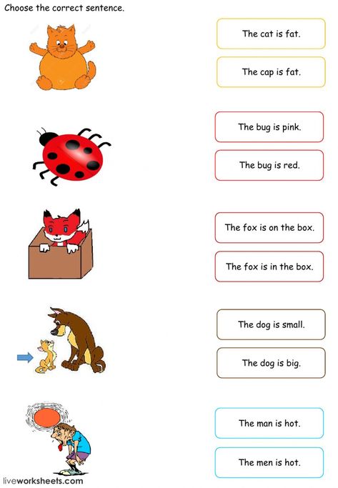 Simple Sentences Match - Interactive worksheet Sentence And Phrase Worksheet, Phrases And Clauses, Simple Sentences Worksheet, Match Worksheet, Sentences Worksheet, Dolch Word List, Puzzle Challenge, Simple Phrases, Basic Sight Words