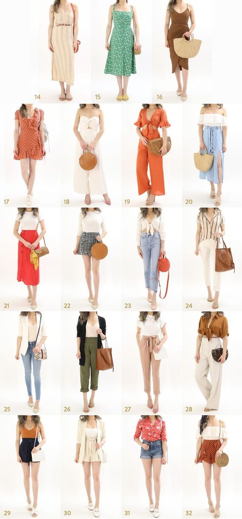 Vacation Jumpsuit Summer Outfits, Dress For Vacation Outfit Ideas, Palawan Outfit Ideas, Orange Skirt Outfit Summer, Bali Outfit Ideas Women, Orange Outfit Ideas Summer, Outfits For Bali Vacation, Goa Outfit Ideas, Mini Skirt Outfit Spring