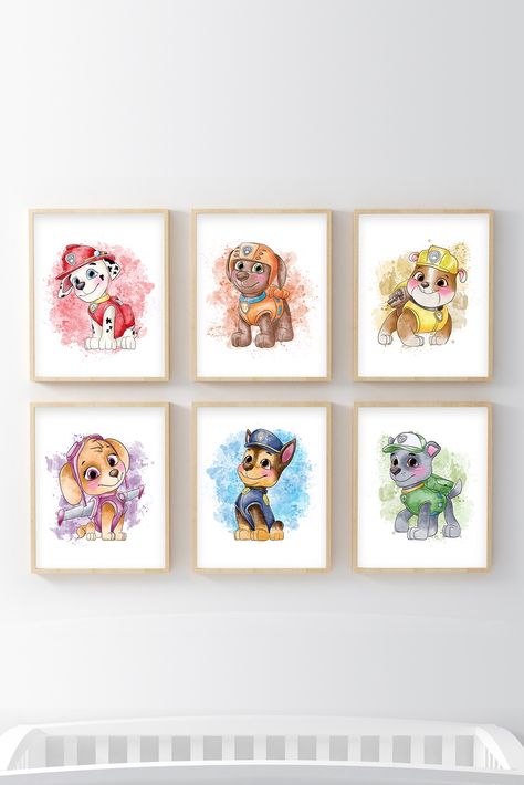 Paw Patrol Playroom Wall Art Paw Patrol Themed Bedroom, Paw Patrol Themed Bedroom Ideas, Paw Patrol Playroom, Paw Patrol Bedroom Ideas Girl, Paw Patrol Boys Bedroom, Paw Patrol Nursery, Diy Paw Patrol Room Decor, Paw Patrol Room Ideas Toddler Girl, Paw Patrol Room Ideas