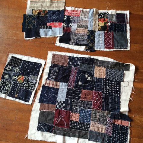 Some boro stitching thoughts and examples - A Threaded Needle Kawandi Quilts, Japanese Boro Textiles, Clothing Fabric Patterns, Slow Sewing, Batik Clothing, Japanese Boro, Boro Stitching, Sashiko Stitching, Japanese Quilts