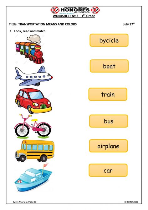 Year 1 English Worksheets, Shape Worksheets For Preschool, Nursery Worksheets, Transportation Worksheet, Transportation For Kids, Transportation Activities, Alphabet Worksheets Kindergarten, Transportation Preschool, Kindergarten Reading Worksheets