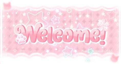 Kawaiicore Youtube Banner, Cute Yt Banner, Kawaiicore Banner, Pink Youtube Banner, Rov Icon, Welcome Banners, Candy Drawing, Watermark Ideas, Cute Pink Background