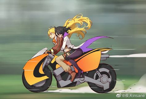 Firecracker on Instagram: “Bumblebee miss me, I really like this bike 😭 Bumbleby need his Bumblebee 🖤💛 • Artist : 夜天insane • #rwbybumbleby #rwby #rwbyseries…” Rwby Yang, Rwby Bumblebee, Bumble Bee Art, Rwby Blake, Red Like Roses, Rwby Ships, Rwby Characters, Rwby Comic, Blake Belladonna