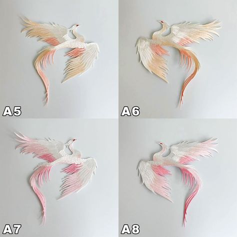 Phoenix Embroidery Pattern, Dragon Embroidery Dress, Phoenix Bird Embroidery, Phoenix Cross Stitch Pattern, Phoenix Brooch, Japanese Bird, Hot Melt Adhesive, Phoenix Bird, Bird Embroidery