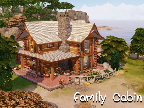 GenkaiHaretsu's Family Cabin- No CC Sims 4 Cabin In The Woods, Sims 4 Granite Falls Cabin, Sims 4 Log Cabin, Sims Cabin, Sims 4 Cabin, Ts4 Builds, Sims Lots, Simple Cabin, Log Cabin Exterior