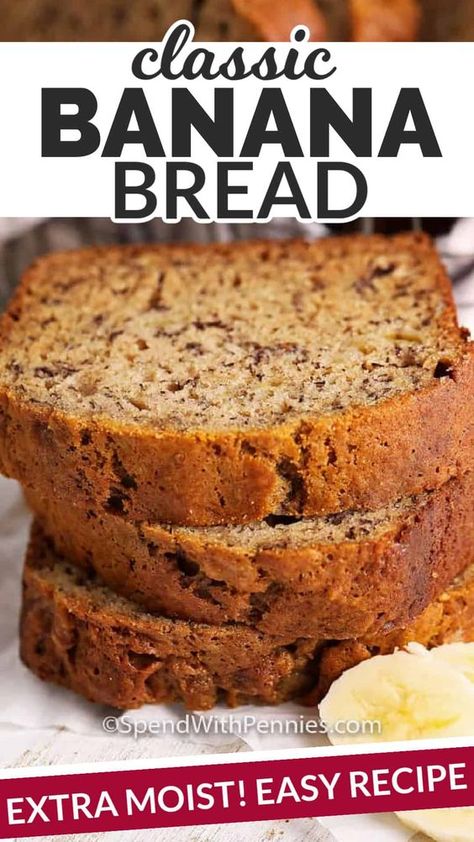 Homemade Banana Bread Recipe, Classic Banana Bread Recipe, Classic Banana Bread, Bread Banana, Banana Bread Recipe Moist, Homemade Banana Bread, Dessert Breakfast, Moist Banana Bread, Easy Banana Bread Recipe