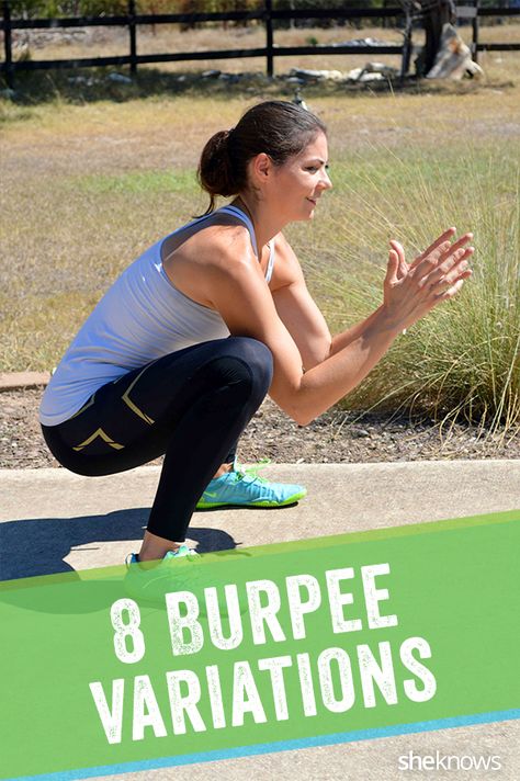 8 Killer burpee variations you haven’t tried – SheKnows Reverse Burpee Exercise, Burpee Variations Workout, Modified Burpee Exercise, Burpees Variations, Burpee Alternative, Burpee Variations, Modified Burpee, Workout Charts, Burpees Exercise