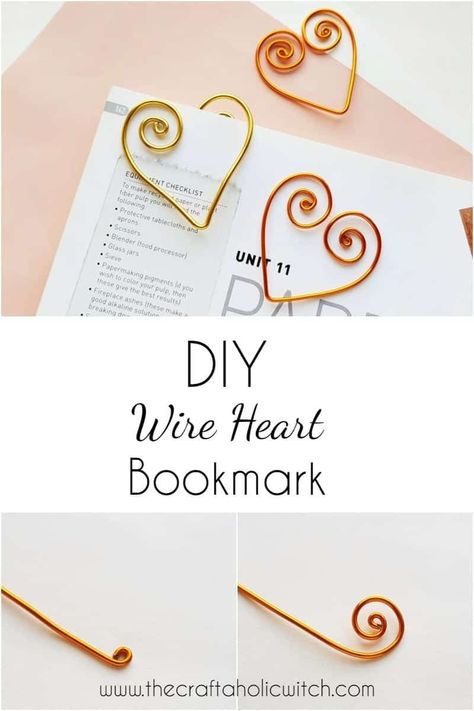 How to Make a Unique Heart Bookmark with Wire 3 Wire Art Bookmark, Diy Wire Name Bookmark, Wire Bookmarks How To Make, Wire Ornaments Diy How To Make, Diy Wire Bookmark, Wire Bookmarks Diy Tutorials, Diy Wire Art Tutorials, Things To Do With Wire, Wire Bookmarks Diy