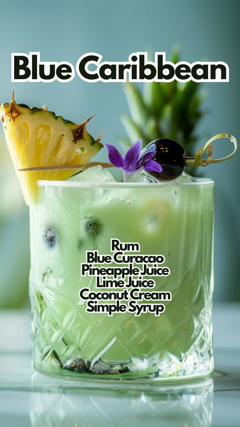 Blue Caribbean Summer Drink Ideas, Caribbean Party, Tropical Cocktails, Bartender Drinks, Cocktail Drinks Alcoholic, Coconut Drinks, Mixed Drinks Alcohol, Refreshing Cocktail, Yummy Alcoholic Drinks