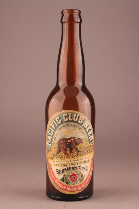 Antiques and Collectibles - Pacific Club Beer Bottle - circa 1910 Beer Bottle Aesthetic, Vintage Beer Bottle, Beer Branding, Read Dead, Beer Bottles, Beer Packaging, Beer Labels, Antiques And Collectibles, Vintage Bottles