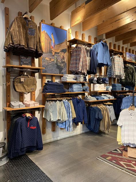 Men’s Boutique Ideas, Clothing Store Merchandising, Merch Store Design, Clothes Merchandising Ideas, Men’s Boutique, Mobile Clothing Boutique, Merchandise Shelving, Clothing Merchandising, Men's Clothing Store Design