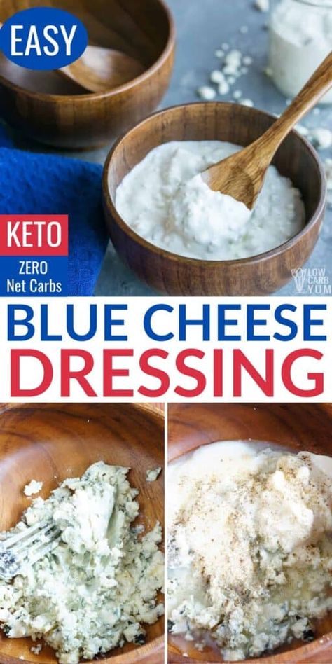 Steakhouse Blue Cheese Dressing, Keto Blue Cheese Dressing, Keto Blue Cheese, Low Carb Salad Dressing, Blue Cheese Dressing Recipe, Keto Salad Dressing, Low Sugar Diet Recipes, The Boiled Egg Diet, Keto Salads