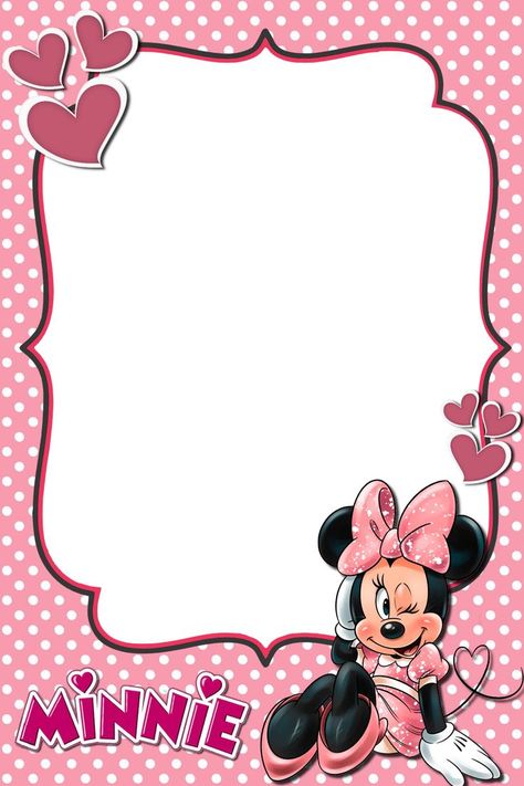 Minnie Mouse Border, Minnie Mouse Frame, Minnie Invitations, Bday Decor, Mouse Pictures, Mickey Mouse Pictures, 3d Frames, Disney Zootopia, Minnie Mouse Birthday Party