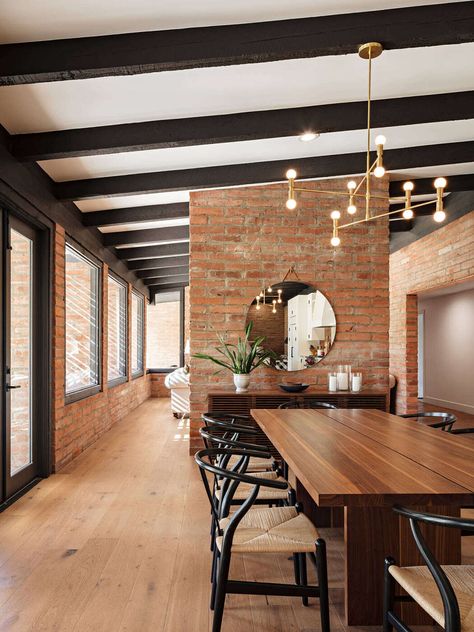 Hacienda Kitchen Decor, Litchfield Park Arizona, Black Beams, Modern Adobe, Exposed Wood Ceilings, Southwest Modern, Exposed Beams Ceiling, Beams Living Room, Ceiling Wood