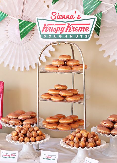 Darling Krispy Kreme Doughnut party from @lil blue boo -- thanks @Tiffany Lewis for sharing with me! Krispy Kreme Birthday, Doughnut Party, Donut Display, Krispy Kreme Donuts, Krispy Kreme Doughnut, Donut Bar, Donut Birthday Parties, Donut Party, Krispy Kreme