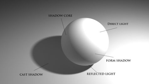 'form shadow' is penumbra and 'shadow core' is umbra in traditional terms Drawing Resources, Art Professor, Shadow Drawing, Shading Techniques, Value In Art, Art Worksheets, My Drawings, Drawing Images, Black And White Drawing