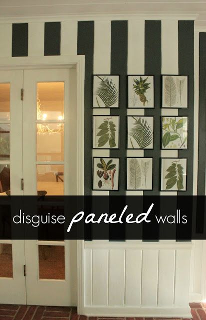 Painted Paneled Walls with chair rail Wood Paneling Makeover, Paneling Makeover, Paneled Walls, Painted Paneling Walls, Painting Wood Paneling, Painted Wood Walls, Striped Walls, Painted Paneling, The Ranch