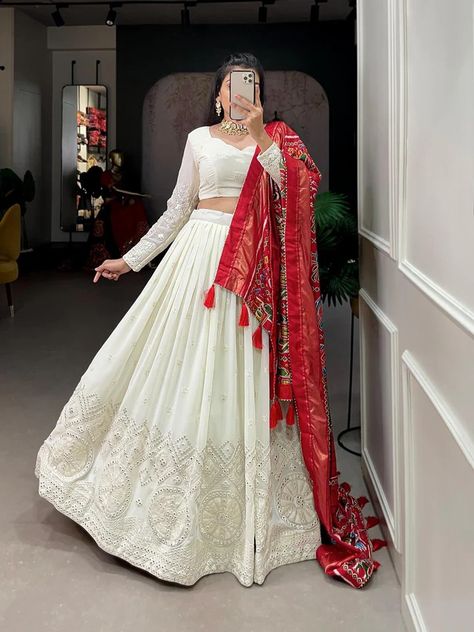 Inayakhan Lehenga Choli Collection – Page 2 – Inayakhan Shop Latest Traditional Dresses, White Lehenga Choli, Indian Bridesmaid Dresses, Simple Lehenga, White Lehenga, Trendy Outfits Indian, Georgette Lehenga, Lehenga Designs Simple, Real Images