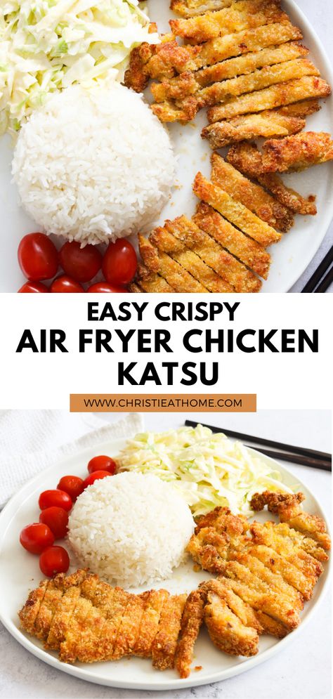 Katsu Photography, Simple Japanese Recipes, Air Fryer Chicken Katsu, Katsu Sauce, Chicken Katsu Recipes, Panko Breaded Chicken, Katsu Recipes, Large Air Fryer, Chicken Katsu