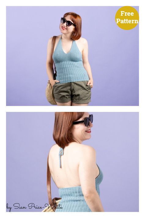 Isabella Summer Top Free Knitting Pattern Knit Halter Top Pattern, Knit Halter Top Pattern Free, Halter Top Pattern Free, Halter Top Pattern, Tank Top Pattern, Comfort Fashion, Halter Tank Top, Halter Tank, How To Start Knitting