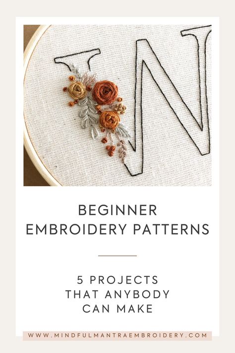 Floral embroidery patterns for beginners to get started with! Learn embroidery with these simple embroidery patterns suitable for any level of stitcher. Embroidery Guide For Beginners, Scripture Embroidery Patterns Free, Free Embroidery Alphabet Patterns, Embroidered Tea Towels Pattern, Floral Hand Embroidery Tutorial, Alphabet Embroidery Patterns Letters Template, Floral Alphabet Embroidery Patterns, Embroidery Letter Patterns Free, Free Embroidery Patterns For Beginners