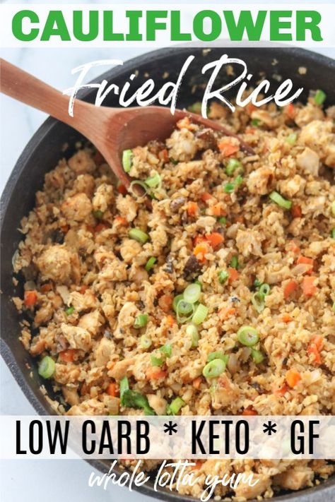 Low Carb Fried Rice, Keto Fried Rice, Diet Salad, Rice Fried, Rice With Chicken, Keto Salad, Riced Cauliflower, Cauliflower Fried, Low Carb Low Fat Recipes