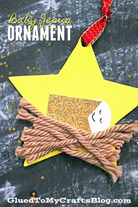 Baby Jesus Christmas Star Ornament – Kid Craft Tutorial Jesus Christmas Crafts, Christmas Star Crafts, Baby Jesus Christmas, Christmas Sunday School, Jesus Crafts, Sunday School Crafts For Kids, Preschool Christmas Crafts, Jesus Christmas, Christmas Crafts For Kids To Make