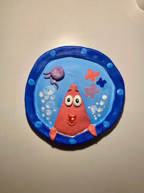 Clay art of patric star #airdry #clayart #art #clay #patrickstar #spongebob #airdry Spongebob Clay Tray, Spongebob Clay, Clay Jewellery Holder, Clay Tray, Jewellery Holder, Clay Sculptures, Patrick Star, Clay Jewellery, Custom Ideas