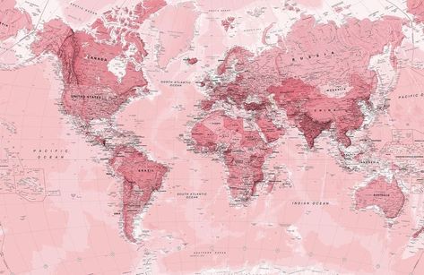 Pink World Map, World Map Mural, Map Wall Mural, Wallpaper Macbook, Wallpaper Estetika, Wallpaper Notebook, Map Murals, Laptop Wallpaper Desktop Wallpapers, World Map Wallpaper