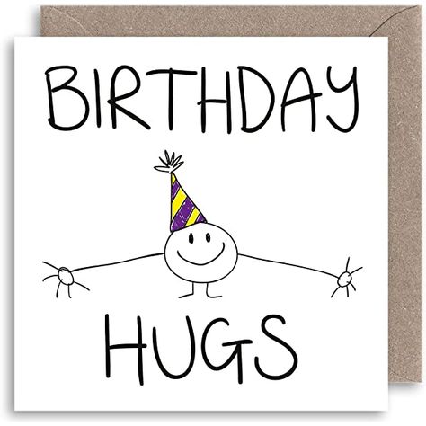 Hugs Illustration, Ideas For Happy Birthday, Card Memes, Happy Birthday Cards Diy, Birthday Hug, Creative Birthday Cards, Happy Birthday Card Funny, Birthday Card Drawing, Cute Happy Birthday