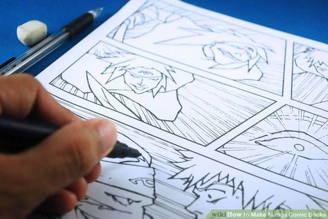 How to Make Manga Comic Books: 4 Steps (with Pictures) - wikiHow Manga Panel Wall, Create Your Character, Create A Comic, Manga Tutorial, Comic Tutorial, How To Make Animations, Comic Drawing, Panel Wall, Manga Books