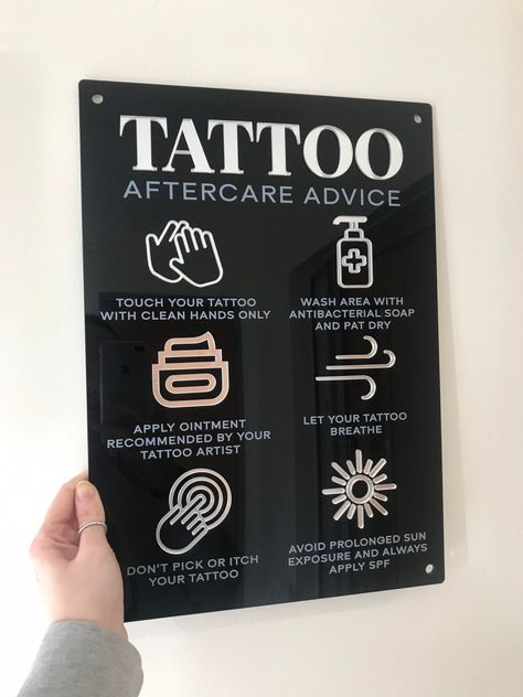 Tattoo Aftercare Advice Acrylic A3 Wall Sign | Studio Sign | Business Sign | Tattoo Sign | Salon Sign | Cover Ups Tattoo, Tattoo Artist Business Cards, Tattoo Sign, Tattoo Shop Interior, Tattoo Shop Decor, Tattoo Studio Interior, Tato Maori, Studio Sign, Tattoo Studio Design