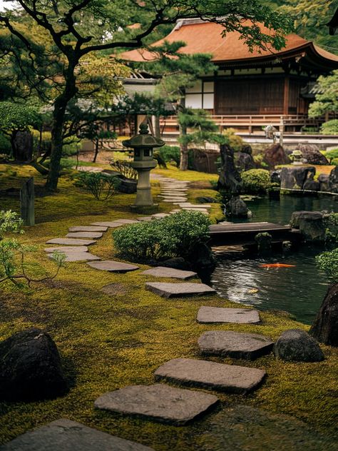 Discover serenity in a traditional Japanese garden, where stone paths wind through moss-covered landscapes and koi fish swim gracefully in tranquil ponds. What are your favorite hidden gems in Asia? Share your experiences and let's inspire each other! . #travelasia #travel #travelphotography #travelgram #asia #wanderlust #travelblogger #travelblog #asiatravel Japanese Garden With Koi Pond, Old Japanese Architecture, Japanese Countryside Aesthetic, Japanese Pond Garden, Japanese Garden Design Layout, Japanese Garden Aesthetic, Mini Japanese Garden, Japanese Stone Garden, Building Floor Plan