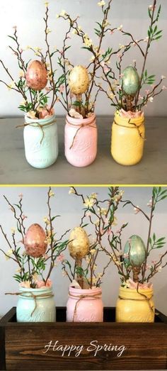 Påskeaktiviteter For Barn, Homemade Easter Decorations, Oster Dekor, Diy Easter Decor, Diy Osterschmuck, Easter Decor Ideas, Easter Mason Jars, Easter Crafts For Adults, Easter Craft Decorations