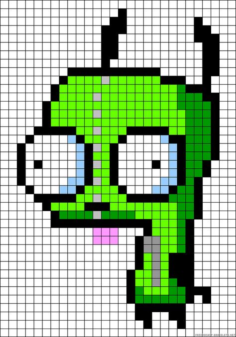 Croquis, Perler Bead Patterns Invader Zim, Gir Invader Zim Pixel Art, Kawaii Perler Beads Pattern, Invader Zim Pixel Art Grid, Gir Invader Zim Perler Beads, Invader Zim Alpha Pattern, Invader Zim Kandi Pattern, Gir Pixel Art Invader Zim