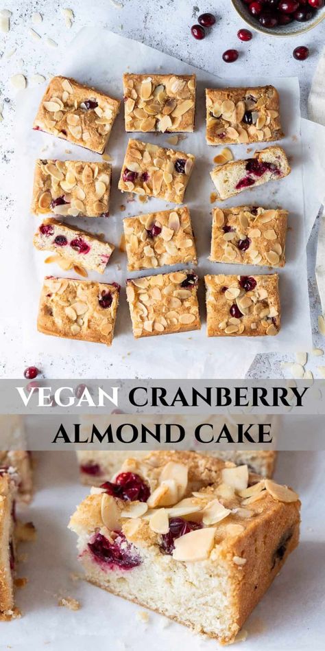 Easy Vegan Snack, Vegan Bakes, Vegan Apple Cake, Pinterest Collage, Eggless Cakes, Cranberry Dessert, Almond Muffins, Fresh Cranberry, Cranberry Cake