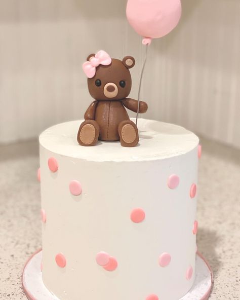 Pink Bear Cake, Teddy Bear Theme, Baby Shower Cakes Girl, Teddy Bear Cakes, Bear Cake, Bear Girl, Pink Teddy Bear, Bear Theme, Cupcake Ideas