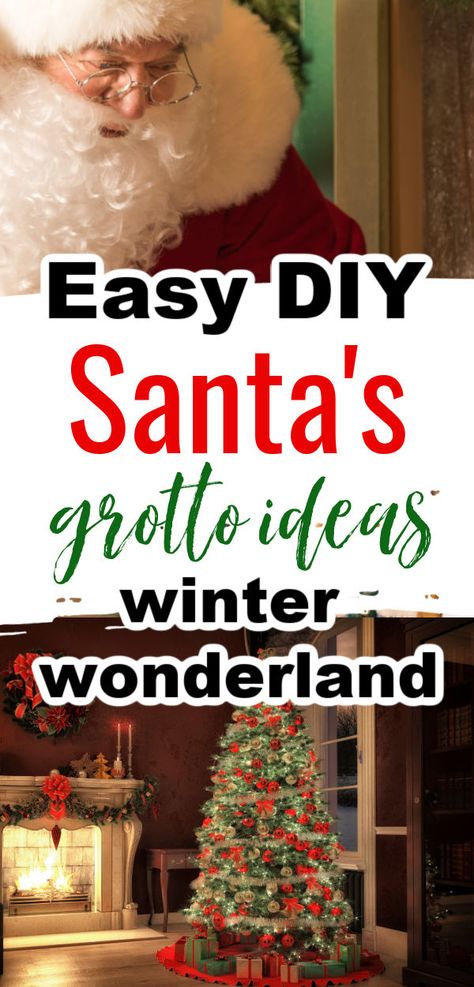 Easy DIY ideas for creating a Santa's grotto in your own home. Fun winter wonderland decorations for school, your family, or friends! #creativehomemaking #christmas Santa's Grotto Ideas Diy, North Pole Diy Decorations, Santa's Grotto Ideas, Santas Grotto Design Ideas, Diy Santa Grotto, Santa Grotto Ideas School, Santas Grotto Diy, Santas Grotto Ideas Decoration, Santas Workshop Decoration