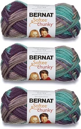 Amazon.com: Bernat Softee Chunky Shadow Yarn - 3 Pack of 80g/2.8oz - Acrylic - 6 Super Bulky - 77 Yards - Knitting/Crochet Bernat Softee Chunky Yarn, Bernat Softee Chunky, Mystery Shack, Ombre Yarn, Crochet Stitches For Blankets, Knitting Gauge, I Love This Yarn, Chunky Wool, Super Bulky