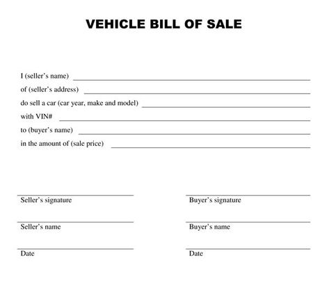 printable vehicle bill of sale Bill Of Sale Car, Vehicle Bill Of Sale, Bill Of Sale Template, Sales Template, Sale Template, Bill Template, Bill Of Sale, Legal Forms, Receipt Template