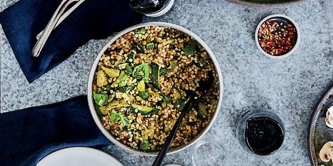 Lemony Zucchini-Fregola Salad Recipe - Brooks Reitz | Food & Wine Fregola Salad, Grilled Squash, Best Zucchini Recipes, Best Zucchini, Roasted Zucchini, Chilled Soup, Zucchini Salad, Cheesy Casserole, Zucchini Bread Recipes