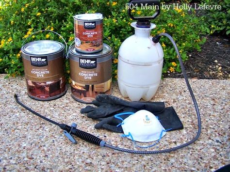 Stain Concrete Floors, Water Based Concrete Stain, Diy Concrete Stain, Concrete Stain Patio, Concrete Dye, Stain Concrete, Concrete Stain, Diy Staining, Diy Concrete Planters