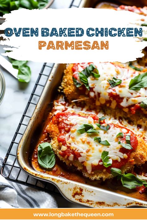 Oven Baked Dinners, Baked Chicken Parmesan Recipe, Oven Baked Chicken Parmesan, Chicken Parmesan Recipe, 2023 Recipes, Marinara Sauce Recipe, Italian Comfort Food, Marinara Sauce Homemade, Baked Dinner