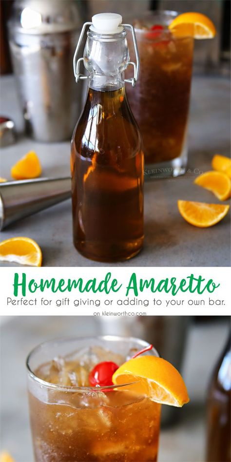 Almond Liquor Recipes, Infused Liquor Recipes Holidays, Amaretto Recipes Homemade, How To Make Amaretto, Homemade Alcoholic Christmas Gifts, Homemade Kaluha Recipes, Homemade Grand Marnier Recipe, Kaluha Recipes, Amaretto Recipes