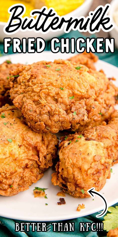 Fried Chicken Soaked In Buttermilk, Best Seasoning For Fried Chicken, Buttermilk Battered Chicken, Best Buttermilk Fried Chicken Recipe, Fries Chicken Recipe, Buttermilk Fried Chicken Drumsticks, Easy Homemade Fried Chicken, Crispy Southern Fried Chicken, Southern Fried Chicken Air Fryer