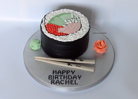 Sushi Cake, Sushi roll, http://www.jaimecakeskendal.co.uk Sushi Cake Birthday, Tårta Design, Dessert Sushi, Sushi Cake, Roll Sushi, Creative Birthday Cakes, Sushi Roll, Cake Decorating Designs, Crazy Cakes