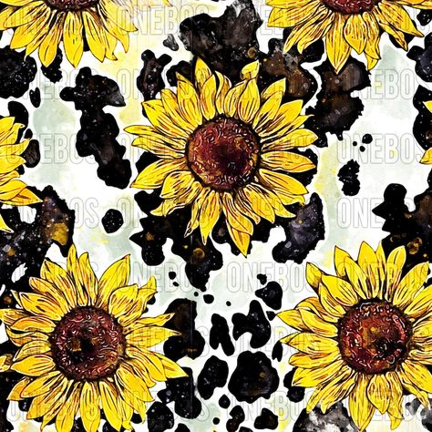 Sunflower Background, Cow Sunflower, Grunge Pattern, Sunflower Patch, Cow Print, Sunflower, Cow, Digital Download